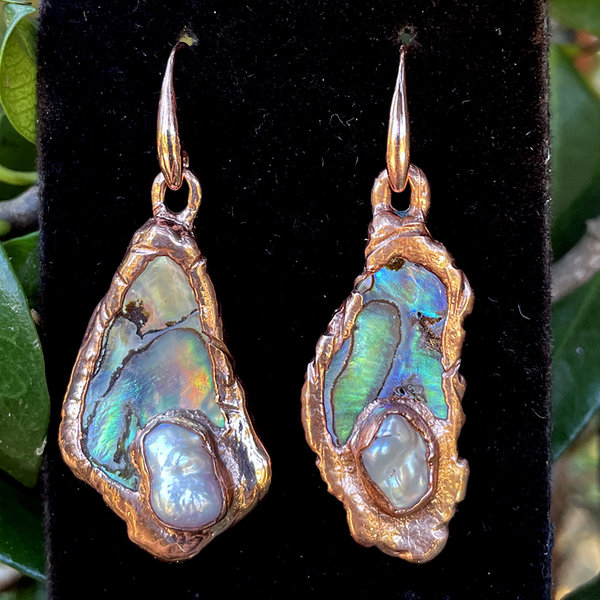 Janine Ames Earrings Mother of Pearl Crazy Shapes
