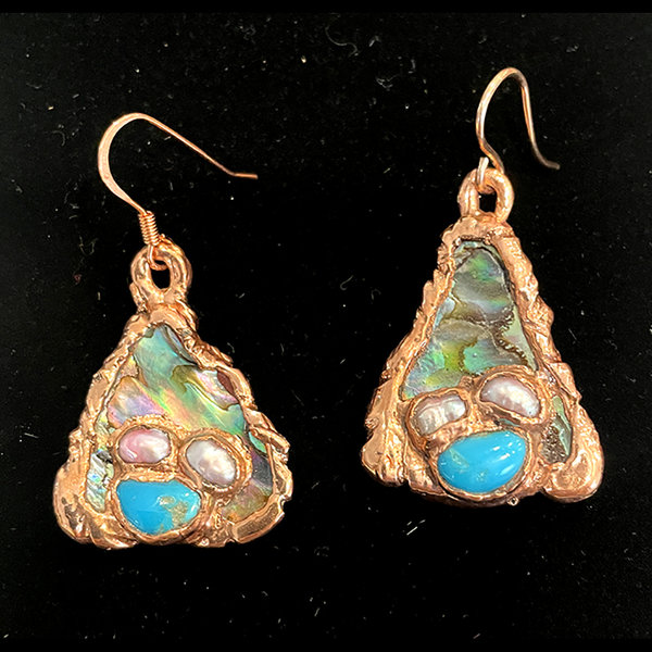 Janine Ames Earrings Turquoise and Pearl